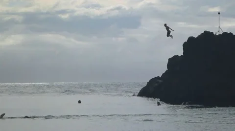 Ocean Cliff Jump 1 Stock Footage 10827879