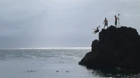 Ocean Cliff Jump 2 Stock Footage 10827880