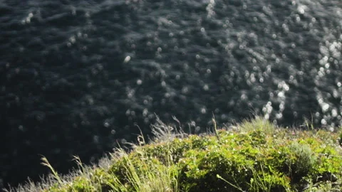 Ocean from a cliff, in slow motion Stock Footage 130193227
