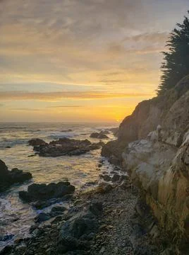 Ocean Cliff at Sunset Foto stock