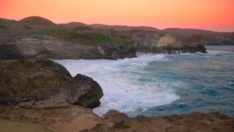 Ocean cliff view at dusk with blue water in Australian coastal cliffs. Stock Footage 273144889