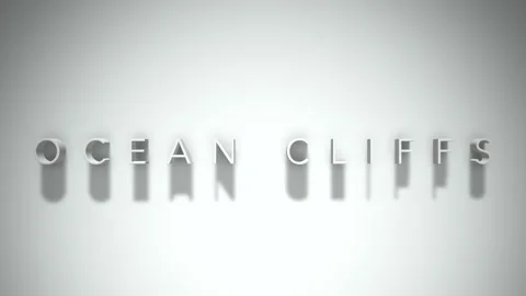 Ocean cliffs 3D title animation white text on a white background Stock-Footage 298899673