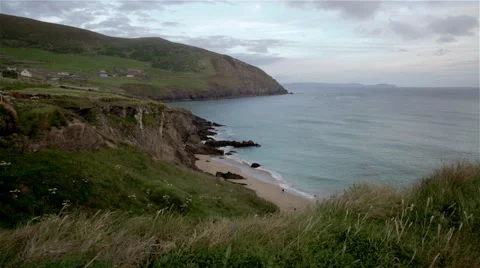 Ocean Cliffs and Beach - Kerry, Ireland Stock Footage 49507811
