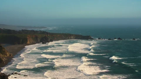 Ocean cliffs bluffs during golden hour / shoreline Stock-Footage 124275611