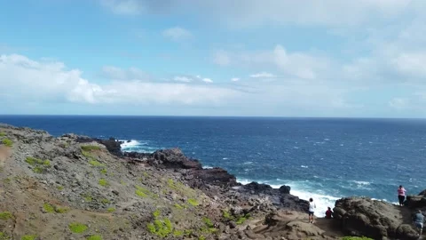 Ocean Cliffside with Tourists Stock Footage 150508855