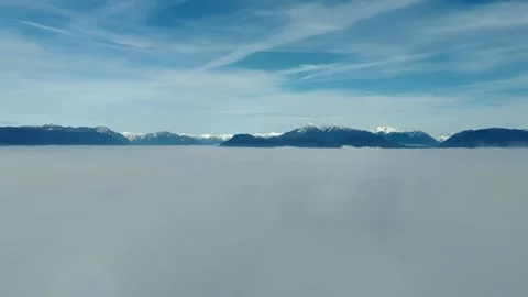Ocean Of Clouds Covering The Valley - Drone Shot Stock Footage 330981408