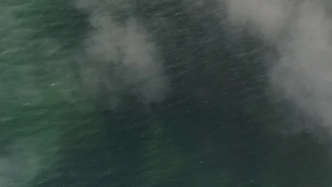 Ocean From Clouds Drone Stock Footage 111851345