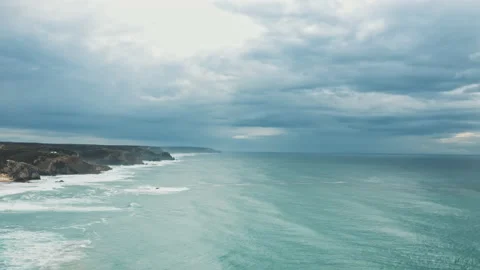 Ocean coast view shot by a drone Stock Footage 203596504