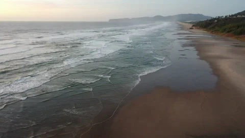 Ocean Coastline Flyover Waves Sunset Stock Footage 152792620