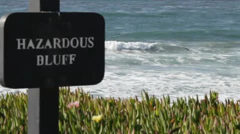 Ocean Coastline with warning sign Stock-Footage 9182924