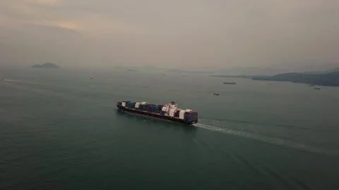Ocean Container Ship in Hong Kong. Stock Footage 107805083