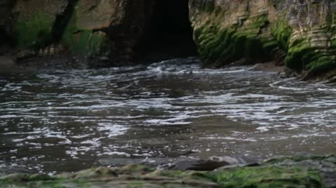 Ocean Cove with the tide going in and out Stock-Footage 10573168