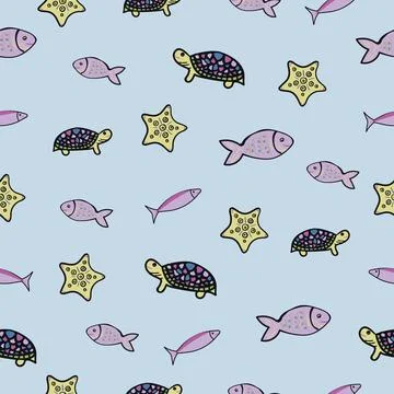 Ocean creations, seamless pattern イラスト素材