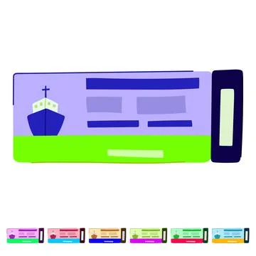 Ocean cruise ship ticket vector cartoon graphic Illustration