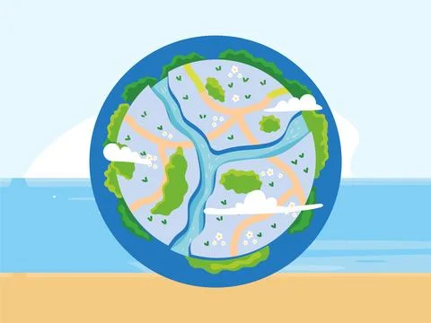 Ocean Current Concept Illustration Style Stock Illustration