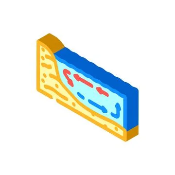 Ocean current diagra world ocean isometric icon vector illustration Stock Illustration