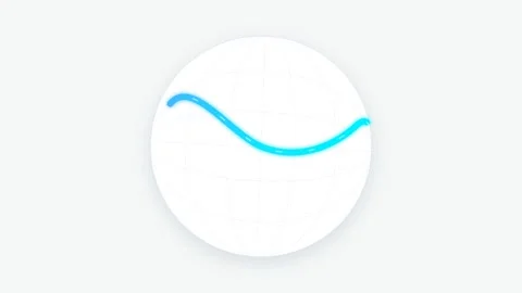 Ocean Current Flow Icon - Glowing Cyan and Blue Gradient Line on Globe Outlin Stock Footage 346202415