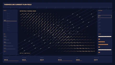 Ocean Current Vector Field HUD Seamless Loop Stock Footage 342554899