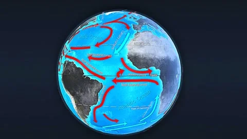 Ocean currents globe 3D Stock Footage 310434132