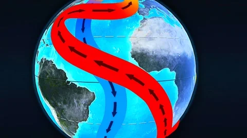 Ocean currents pathway map Stock Footage 322522059