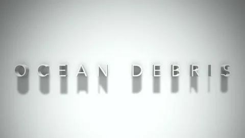 Ocean debris 3D title animation white text on a white background Stock Footage 299370077
