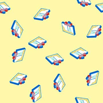 Ocean depth gauge world ocean isometric icon seamless pattern Stock Illustration