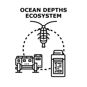 Ocean depths ecosystem studying and researching concept Stock Illustration