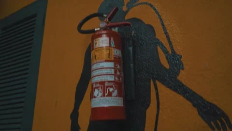 Ocean diver creative graffiti with fire extinguisher Stock Footage 151035581