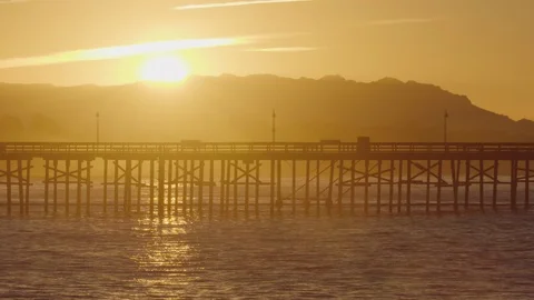 Ocean dock at sunrise Stock Footage 88302196