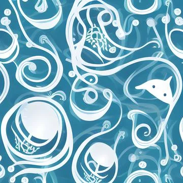 Ocean draw abstract background, underwater, random element pattern design Stock Illustration