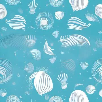 Ocean draw abstract background, underwater, random element pattern design Stock Illustration