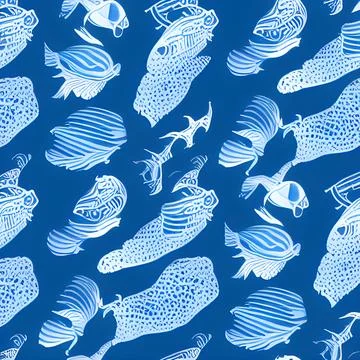 Ocean draw abstract background, underwater, random element pattern design Illustrazione stock