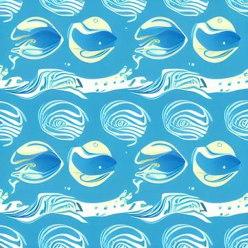 Ocean draw abstract background, underwater, random element pattern design イラスト素材