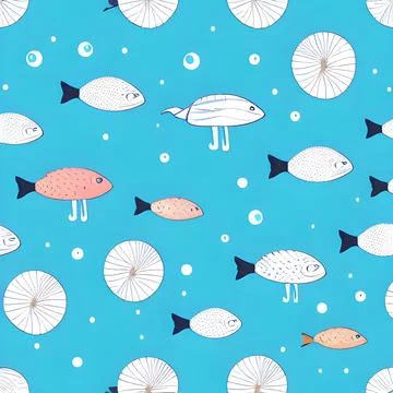 Ocean draw abstract background, underwater, random element pattern design Stock Illustration