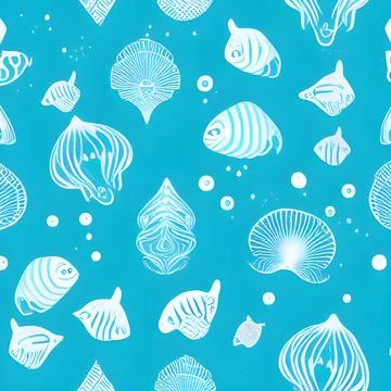 Ocean draw random background, underwater, abstract element pattern design 스톡 일러스트