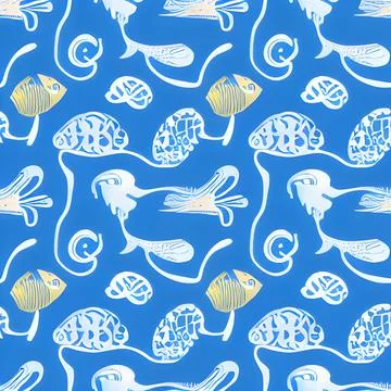 Ocean draw random background, underwater, abstract element pattern design Illustrazione stock