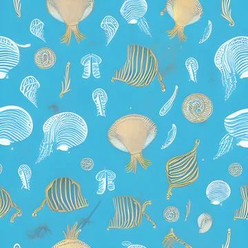 Ocean draw random background, underwater, abstract element pattern design Illustrazione stock