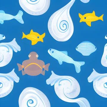 Ocean draw random background, underwater, abstract element pattern design Stock Illustration