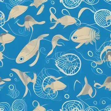 Ocean draw random background, underwater, abstract element pattern design 스톡 일러스트