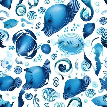 Ocean draw random background, underwater, abstract element pattern design Illustrazione stock