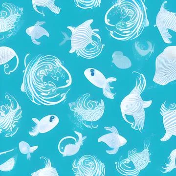 Ocean draw random background, underwater, abstract element pattern design Illustrazione stock