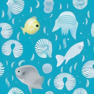 Ocean draw random background, underwater, abstract element pattern design Stock Illustration