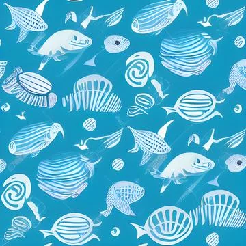 Ocean draw random background, underwater, abstract element pattern design Stock Illustration