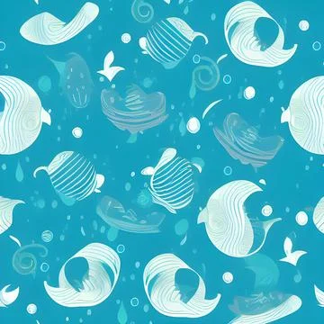Ocean draw random background, underwater, abstract element pattern design Illustrazione stock