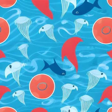 Ocean draw random background, underwater, abstract element pattern design Illustrazione stock