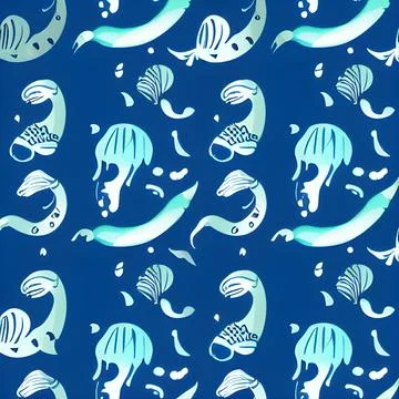 Ocean draw random background, underwater, abstract element pattern design Illustrazione stock