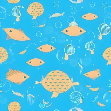 Ocean draw random background, underwater, abstract element pattern design Illustrazione stock