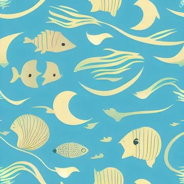 Ocean draw random background, underwater, abstract element pattern design 스톡 일러스트