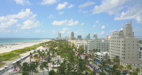 Ocean Drive Aerial view Stock Footage
