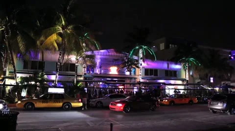 Ocean Drive Bar Night Timelapse Stock Footage 45216067